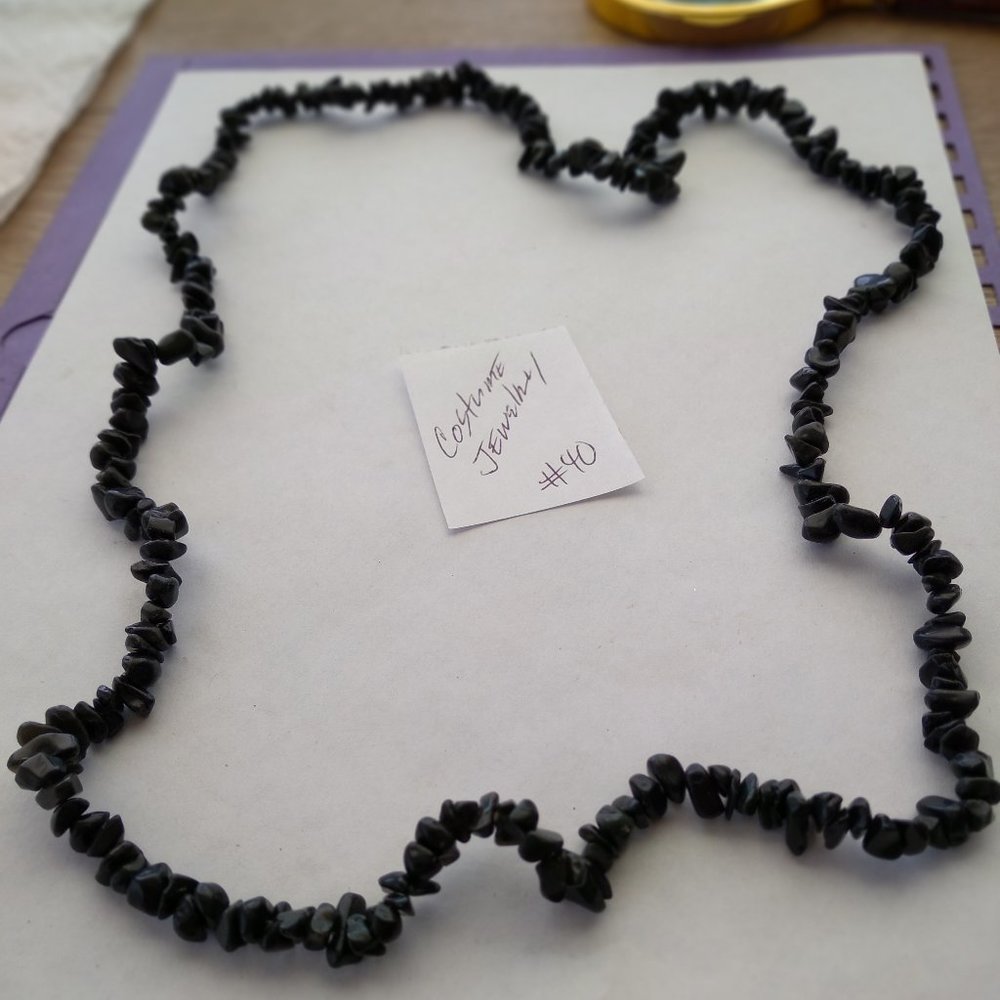 Tumbled polished Black Tourmaline Healing Gemstone necklace 24 plus inches